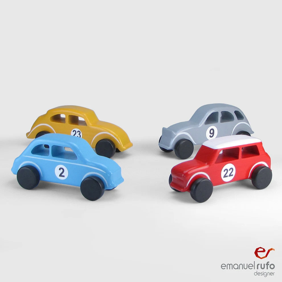 Set of 4 Wooden Toy Cars - Classic Cars,