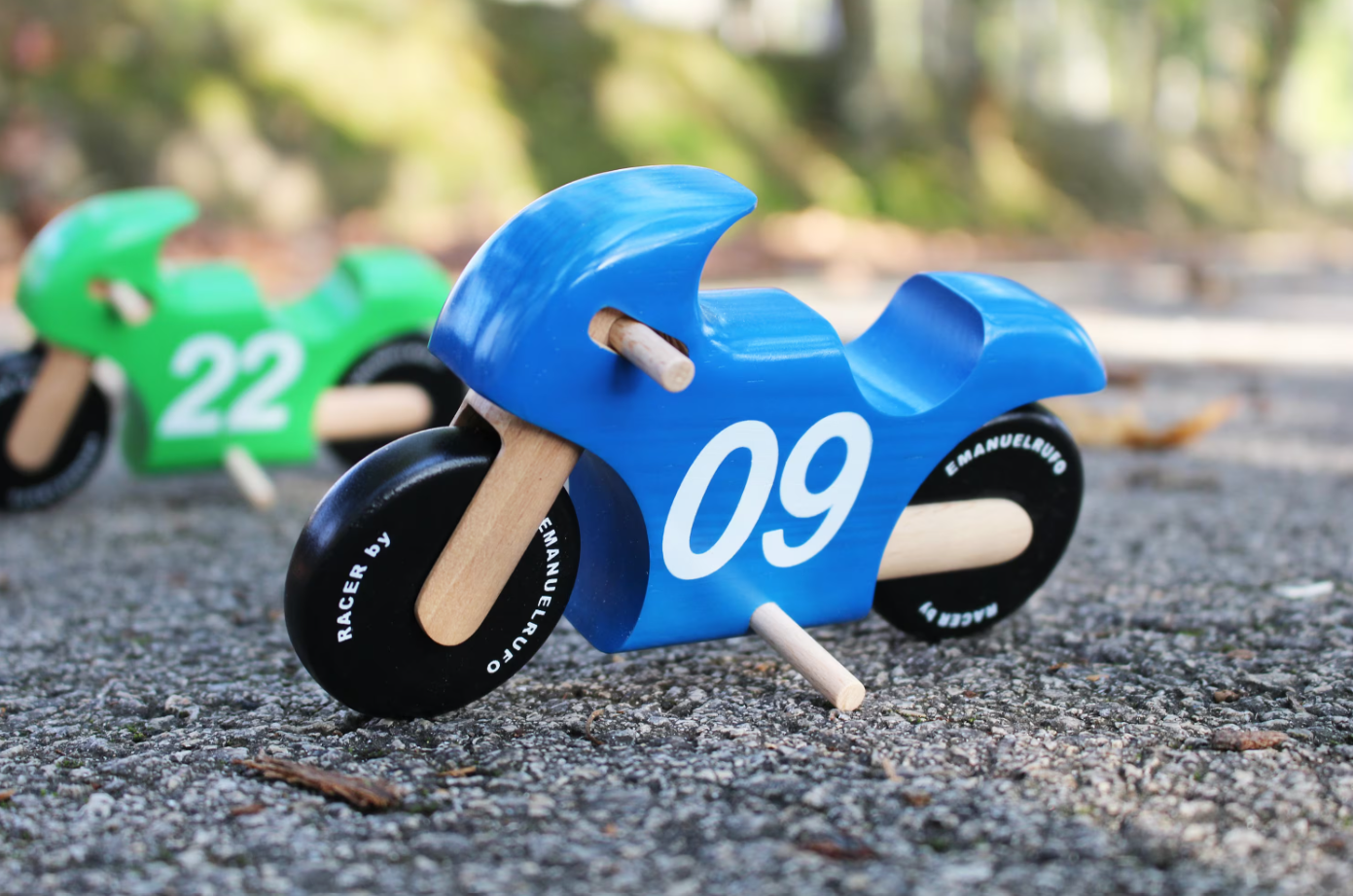 Blue Wooden Toy Motorcycle Gift, Handmade Toy