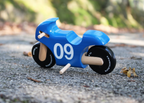 Blue Wooden Toy Motorcycle Gift, Handmade Toy