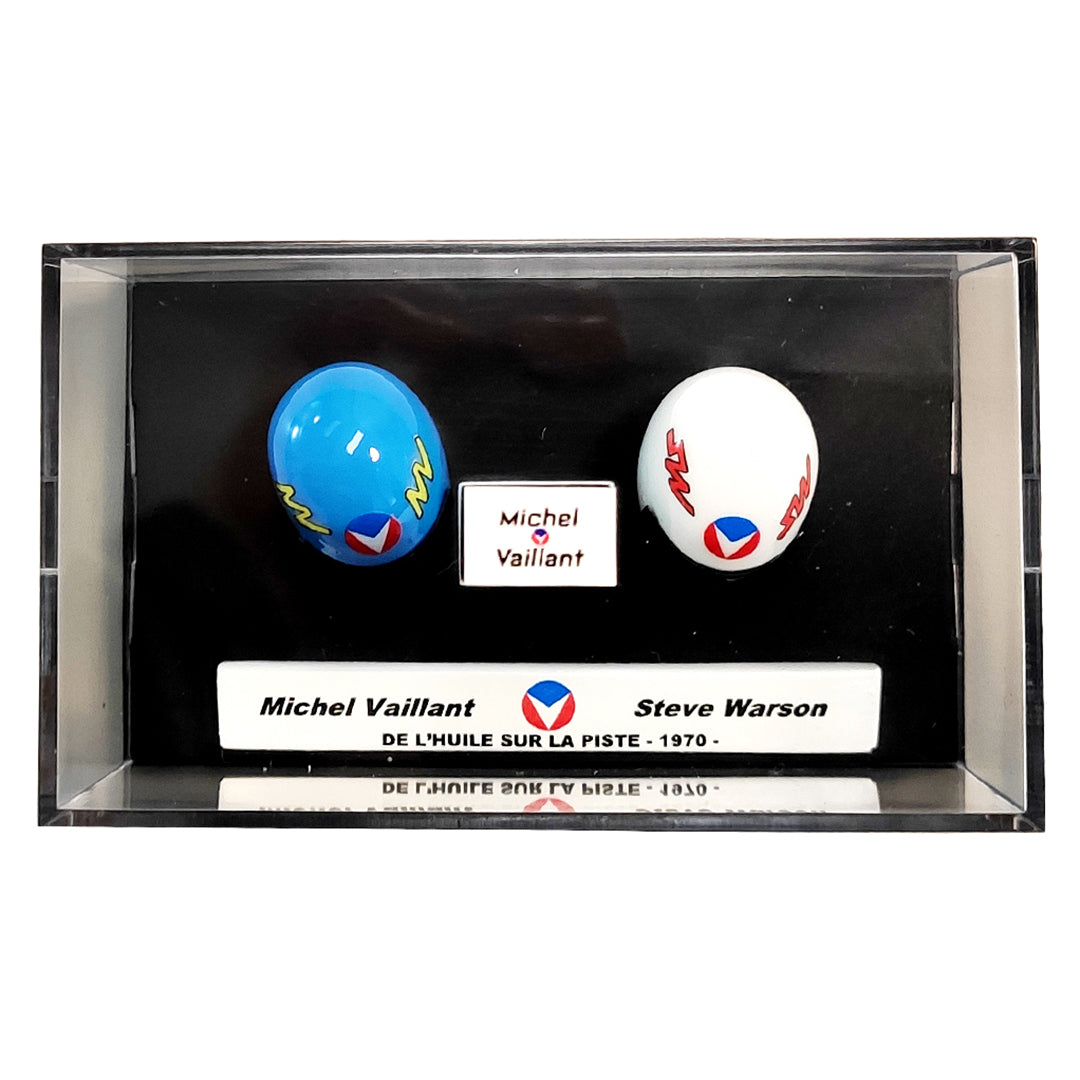 Michel Vaillant and Steve Warson Miniature Helmet Duo