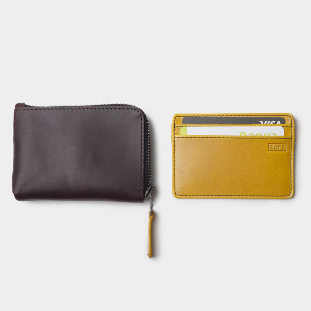 Leather Zip Wallet Black Coffee