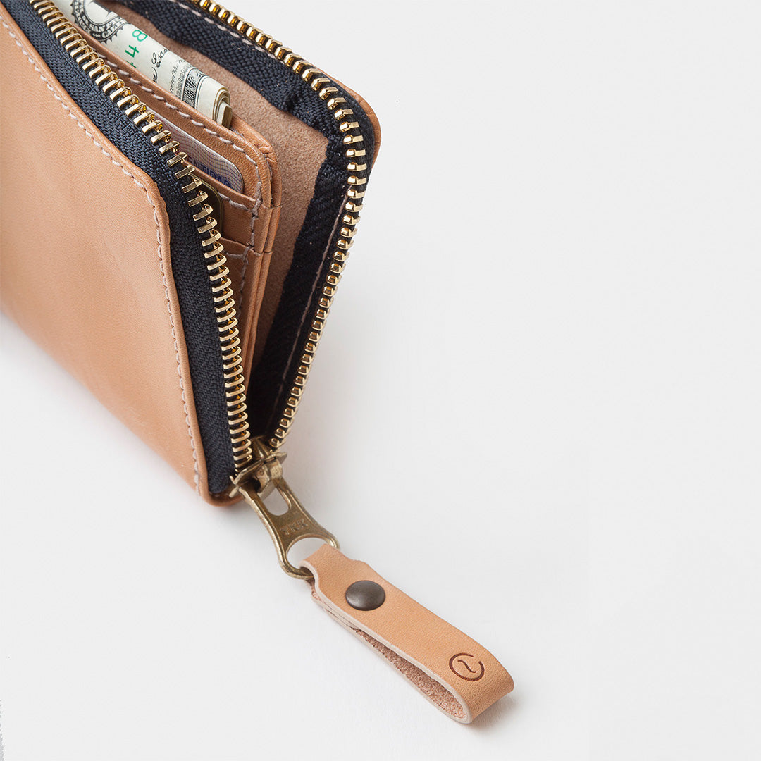 Leather Zip Wallet Osaka Natural
