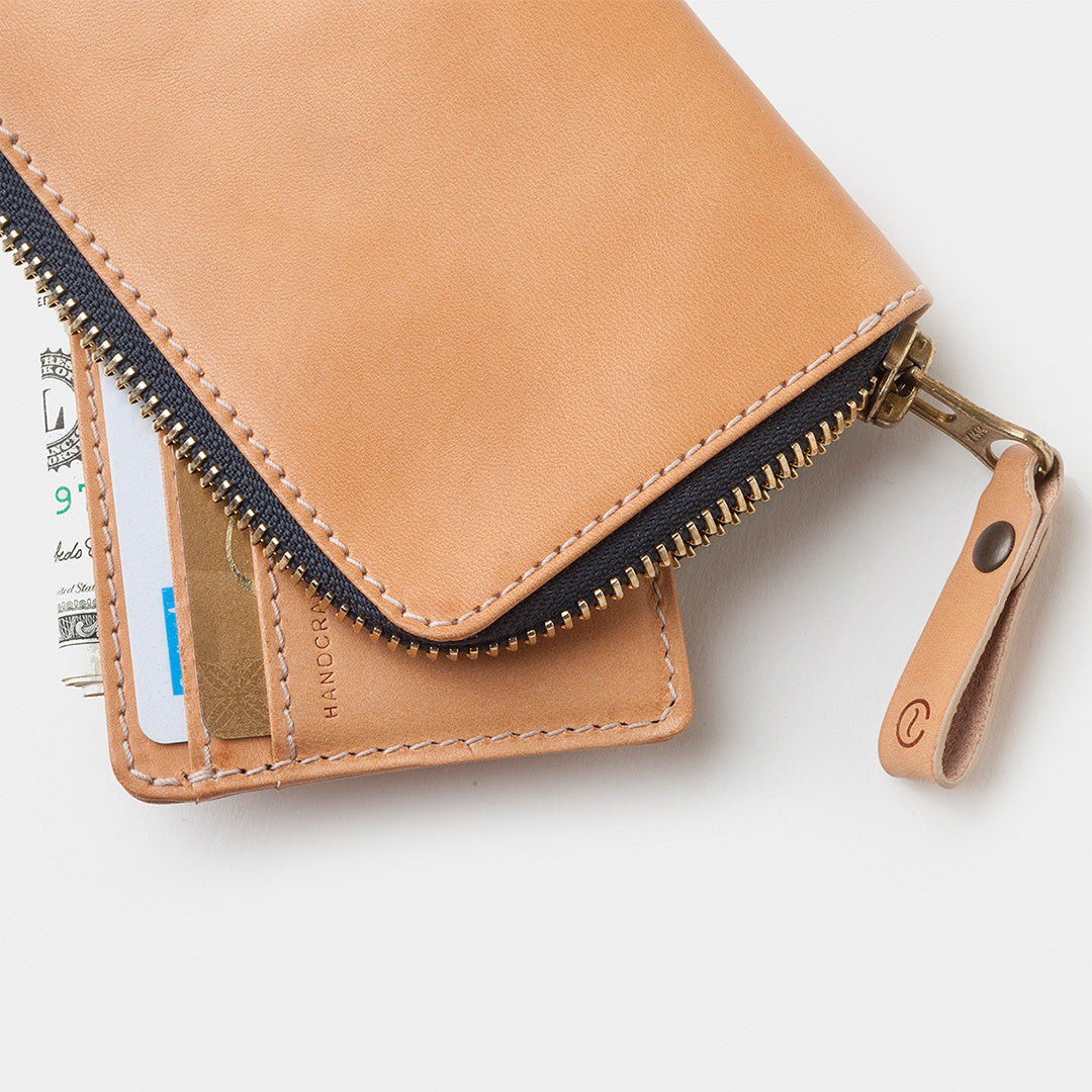 Leather Zip Wallet Osaka Natural