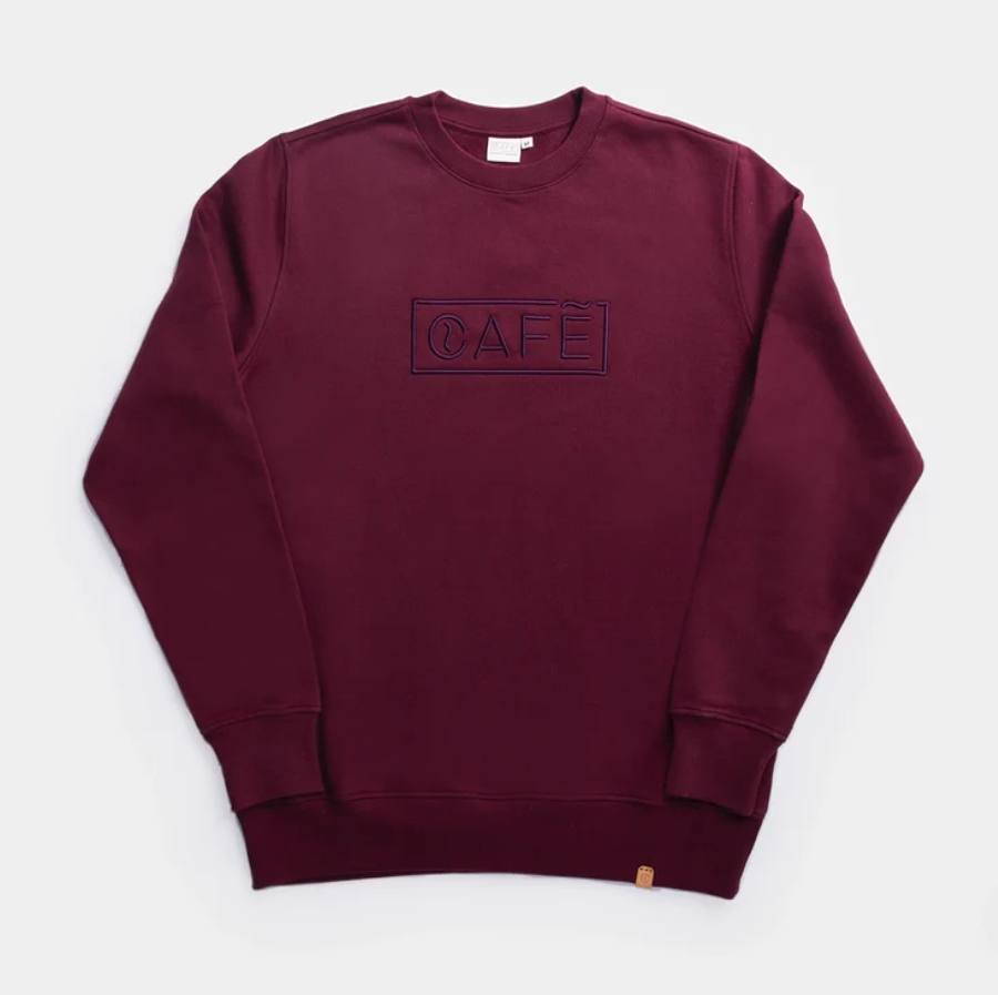 The Café Logo Embroidery Sweater in Burgundy
