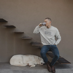 The Café Logo Embroidery Sweater in Grey Melange