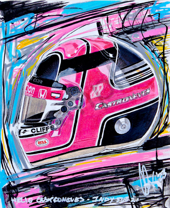 Helio Castroneves - 21 500 Helmet Print