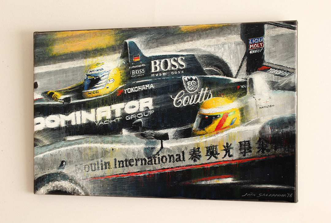 Lewis Hamilton and Nico Rosberg at the Macau Grand Prix in 2004 - Original Painting