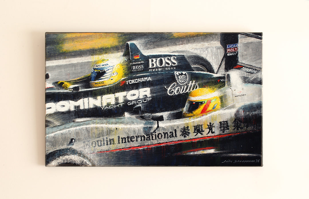 Lewis Hamilton and Nico Rosberg at the Macau Grand Prix in 2004 - Original Painting