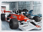 James Hunt's McLaren M26 (1976) & Surtees TS9 (1971) at Estoril Classics 2019 - Original Illustration