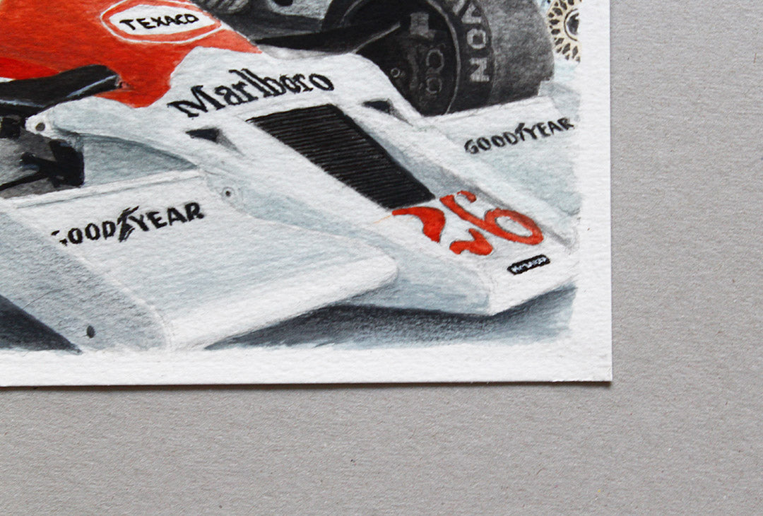 James Hunt's McLaren M26 (1976) & Surtees TS9 (1971) at Estoril Classics 2019 - Original Illustration