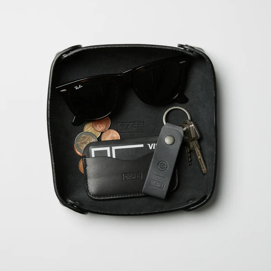 Leather Valet Tray in All Black
