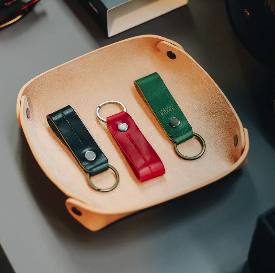 Leather Valet Tray in Natural