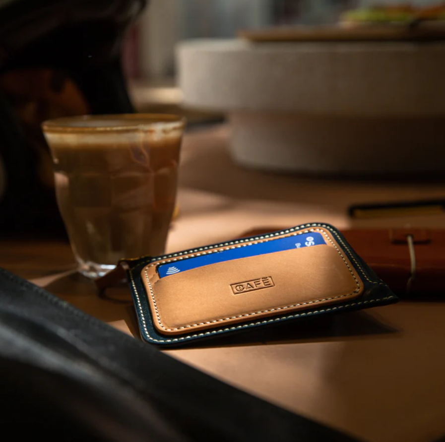 Leather Zip Wallet #2 - Ocean & Natural