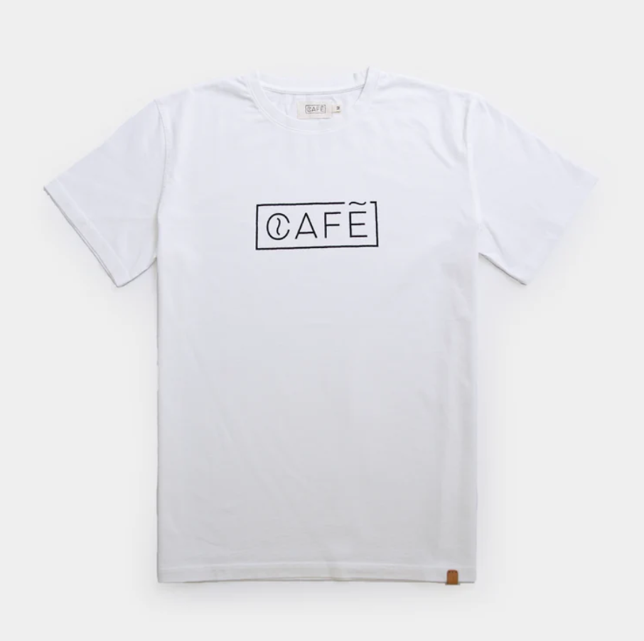 The Organic Tee in White/Café