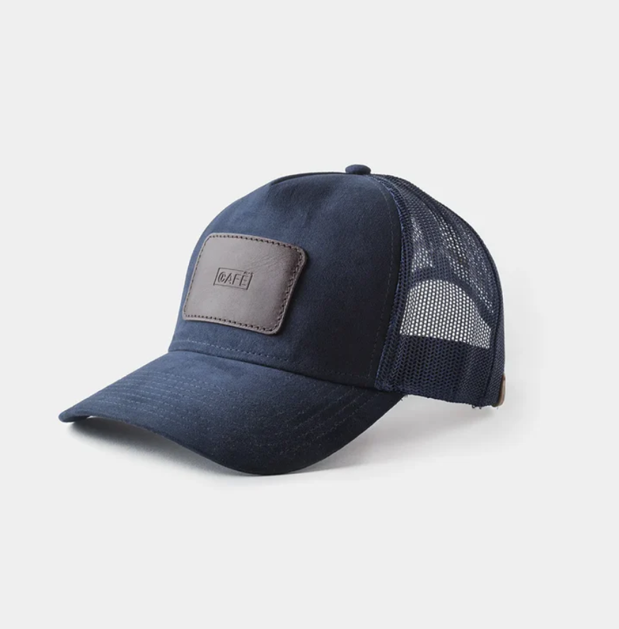Suede Mesh Cap Navy - Spicy Mustard