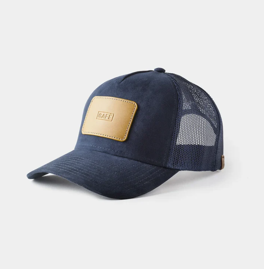 Suede Mesh Cap Navy - Spicy Mustard