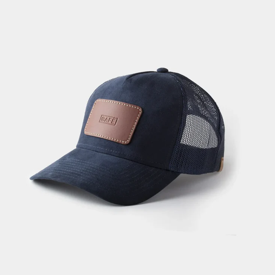 Suede Mesh Cap Navy - Spicy Mustard