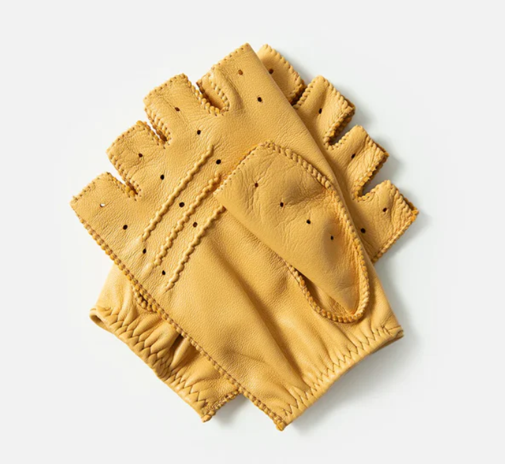 The Targa Fingerless Driving Gloves in Cream
