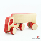 Truck Wooden Toy, Red Wooden Truck with Trailer Toy, Toddler Birthday