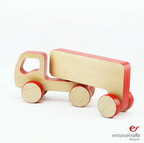 Truck Wooden Toy, Red Wooden Truck with Trailer Toy, Toddler Birthday