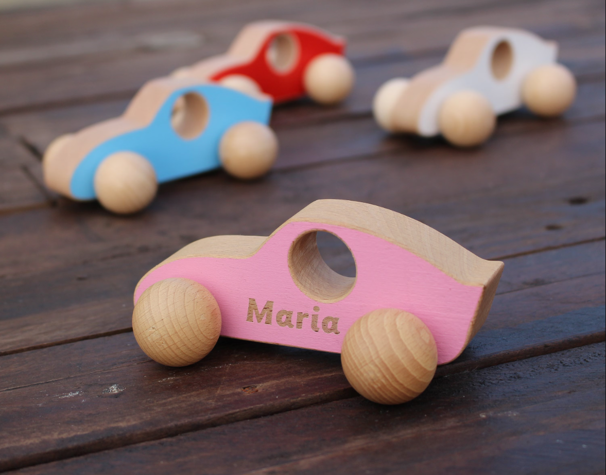 Wood Toy Car with Engraved Name- Easter Gift