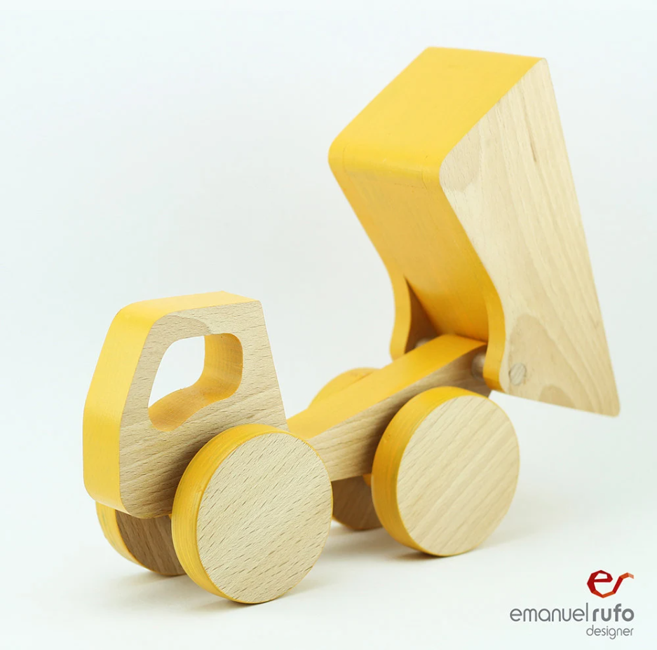 Wooden Push Toy Car, Toddler Birthday Gift Boy, Yellow Truck Toy, Push Toy for Toddlers