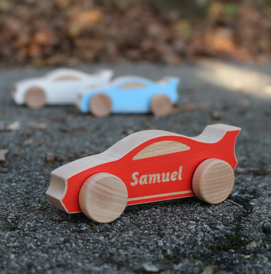 Handmade Gift Toy With Engraved Name - Wooden Toy Car