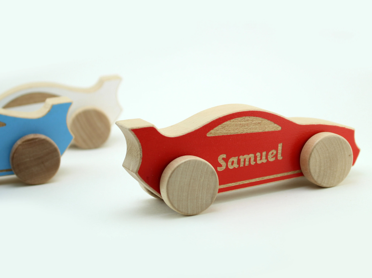 Handmade Gift Toy With Engraved Name - Wooden Toy Car