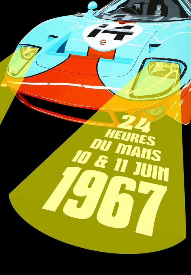 BPC (Bedroom Poster Collection) 1967 Le Mans 24hr Mirage Ford GT Gulf Racing