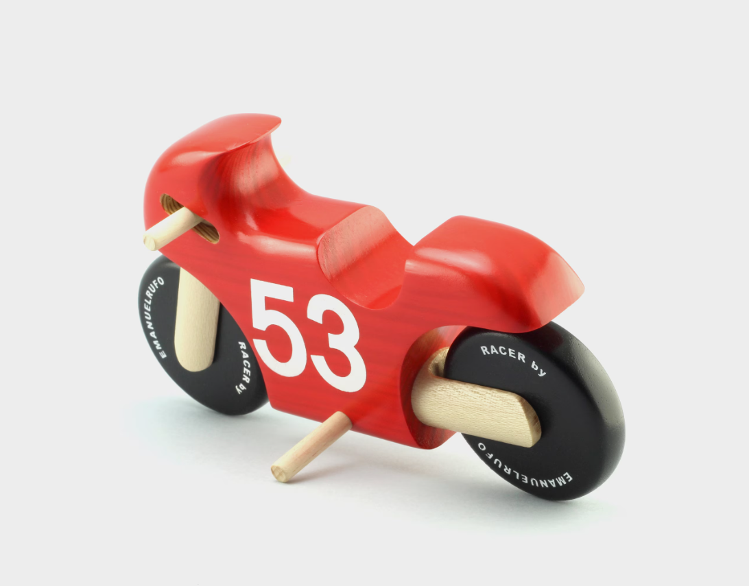 Racer wood toy motorcycle, handmade gift